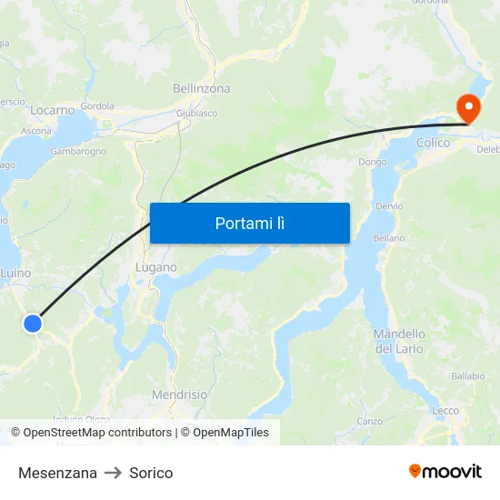 Mesenzana to Sorico map