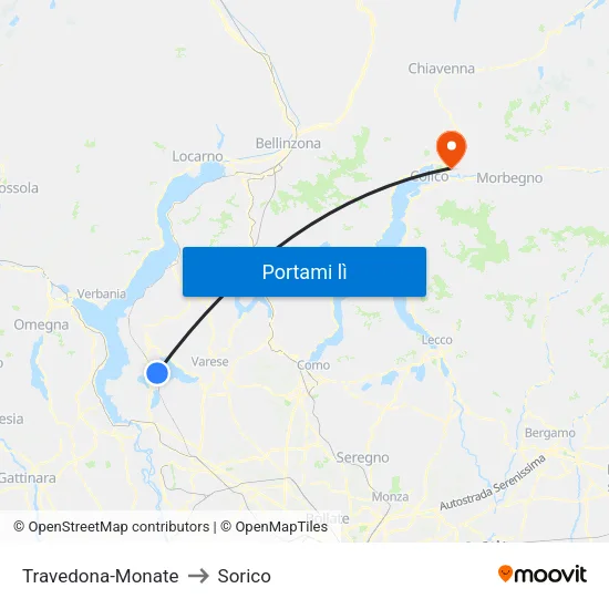Travedona-Monate to Sorico map