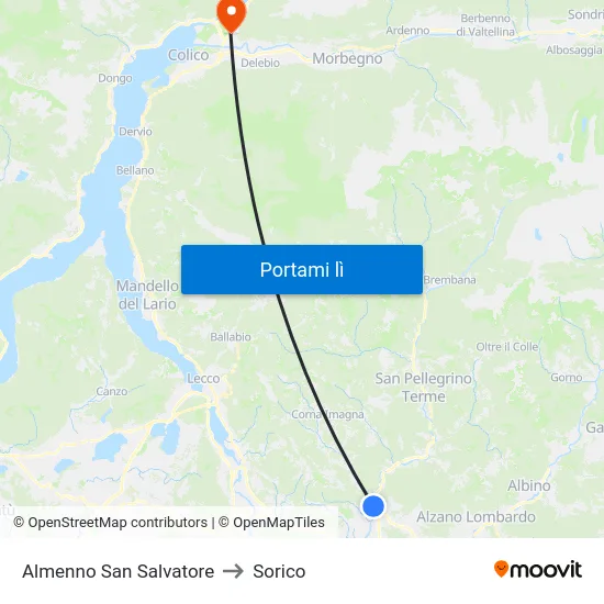 Almenno San Salvatore to Sorico map