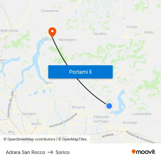 Adrara San Rocco to Sorico map