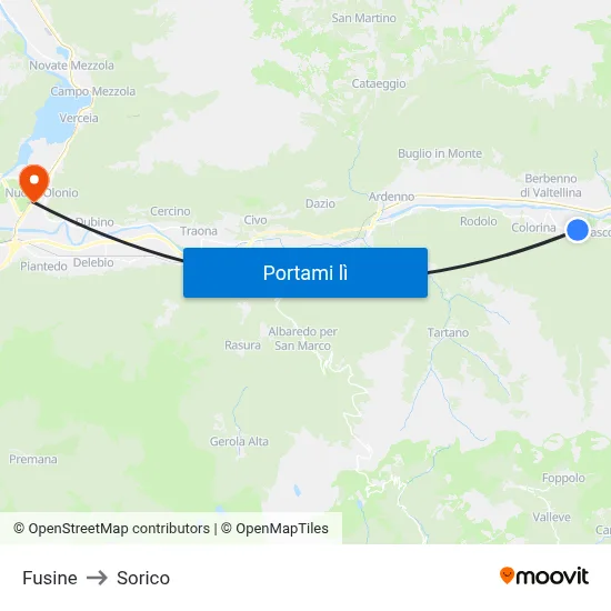 Fusine to Sorico map