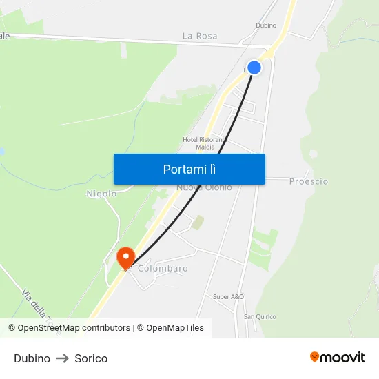 Dubino to Sorico map