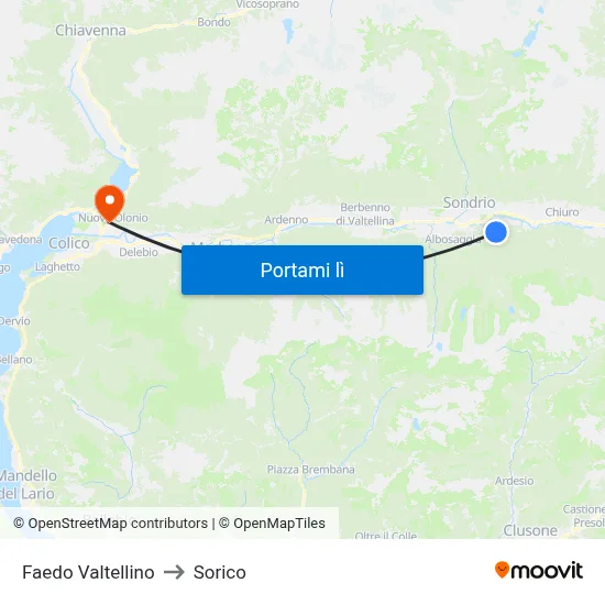 Faedo Valtellino to Sorico map