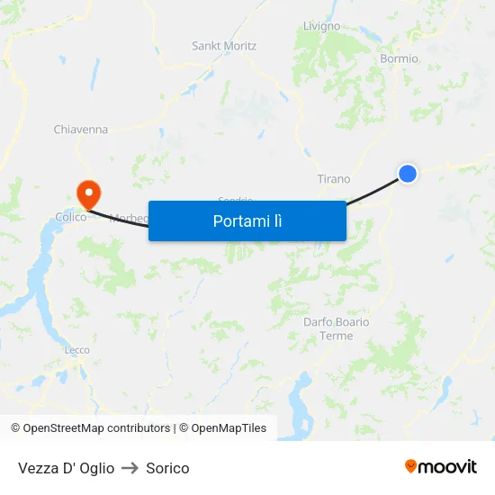 Vezza D' Oglio to Sorico map