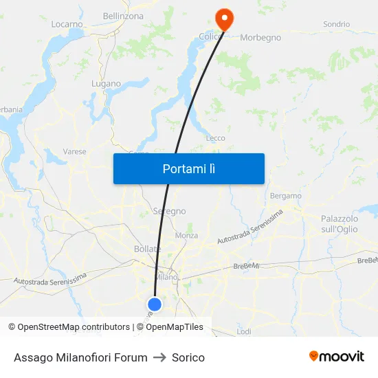 Assago Milanofiori Forum to Sorico map