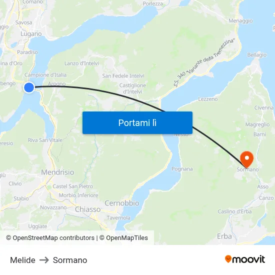 Melide to Sormano map
