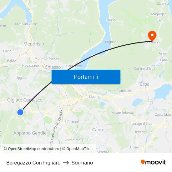 Beregazzo Con Figliaro to Sormano map
