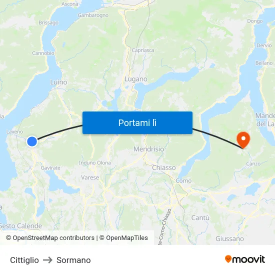 Cittiglio to Sormano map