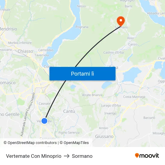 Vertemate Con Minoprio to Sormano map