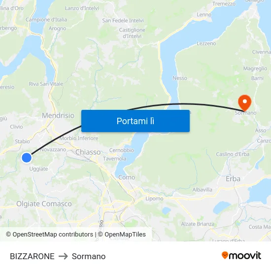 BIZZARONE to Sormano map