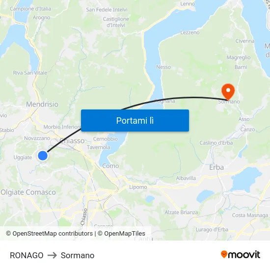 RONAGO to Sormano map