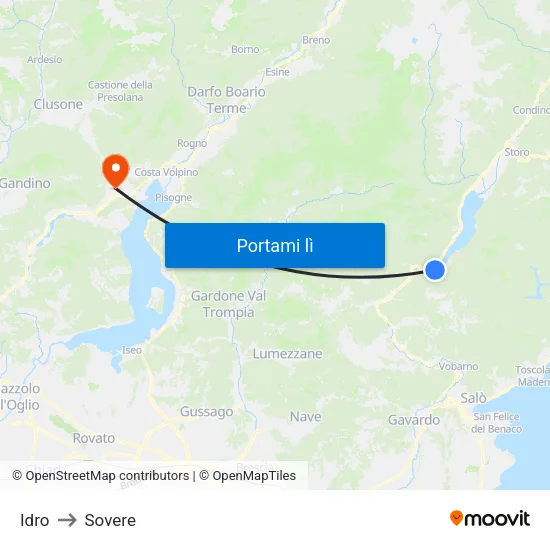 Idro to Sovere map