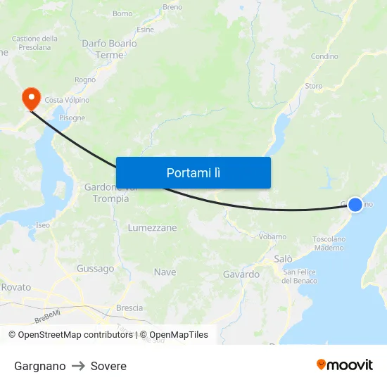Gargnano to Sovere map