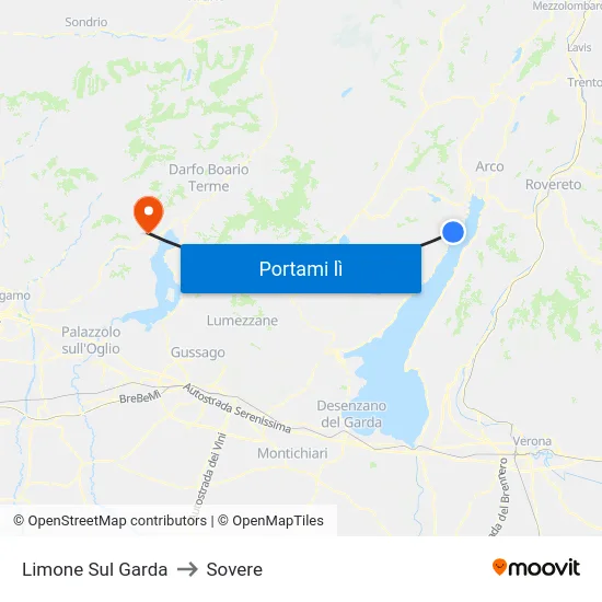 Limone Sul Garda to Sovere map