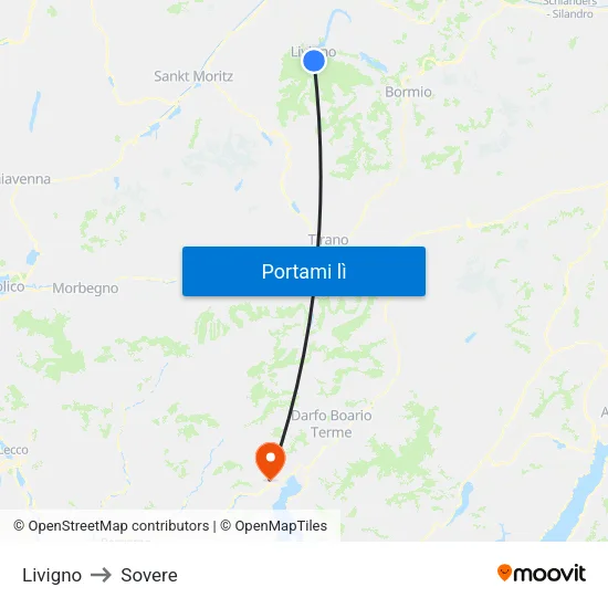 Livigno to Sovere map