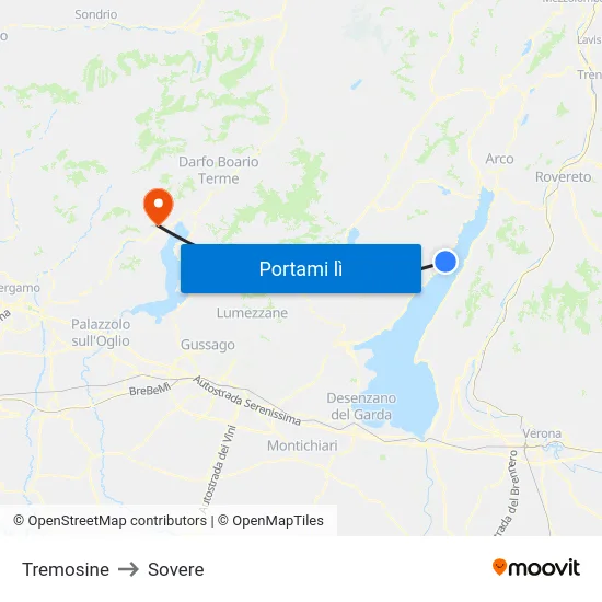 Tremosine to Sovere map