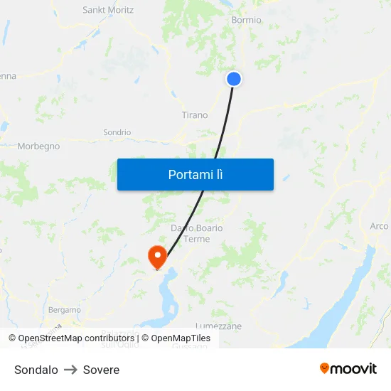 Sondalo to Sovere map
