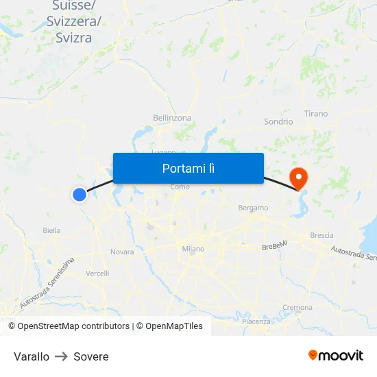 Varallo to Sovere map