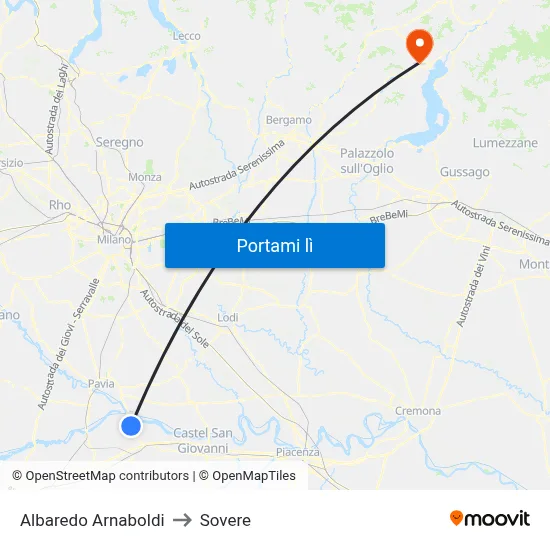Albaredo Arnaboldi to Sovere map
