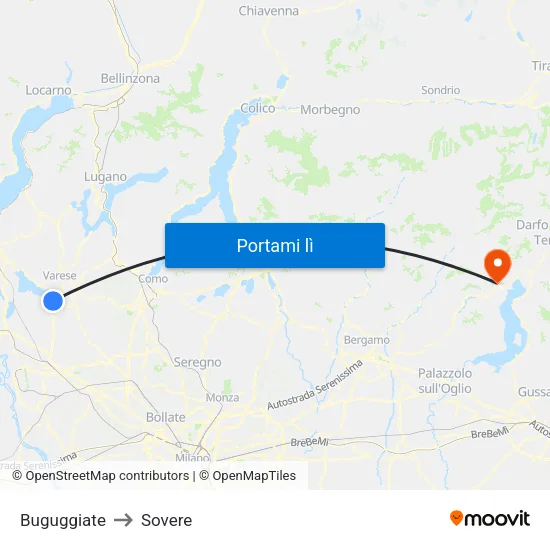 Buguggiate to Sovere map