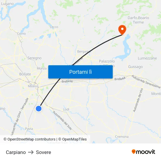 Carpiano to Sovere map