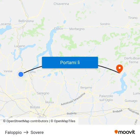 Faloppio to Sovere map