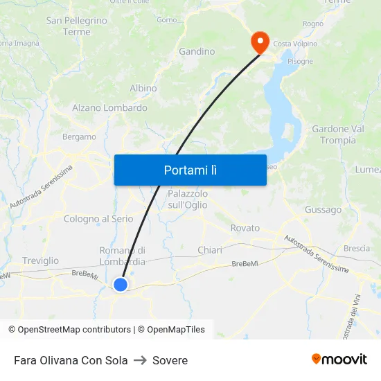 Fara Olivana Con Sola to Sovere map