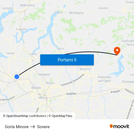 Gorla Minore to Sovere map