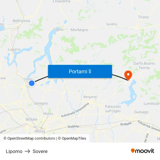 Lipomo to Sovere map