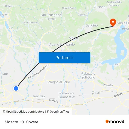 Masate to Sovere map