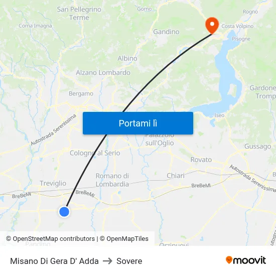 Misano Di Gera D' Adda to Sovere map