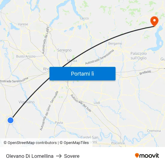 Olevano Di Lomellina to Sovere map