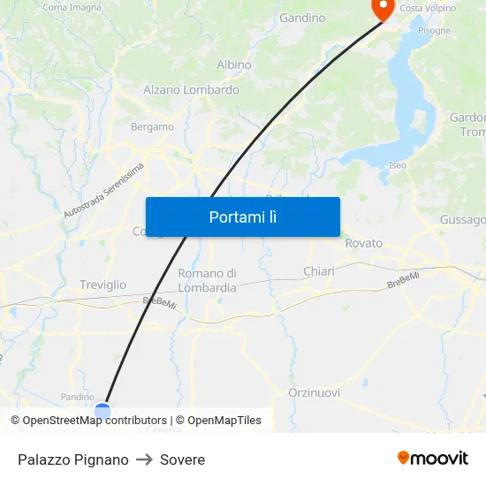 Palazzo Pignano to Sovere map