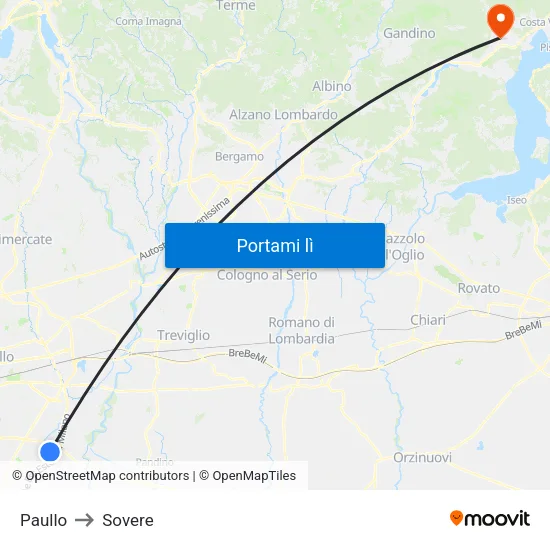 Paullo to Sovere map
