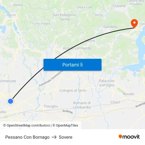Pessano Con Bornago to Sovere map