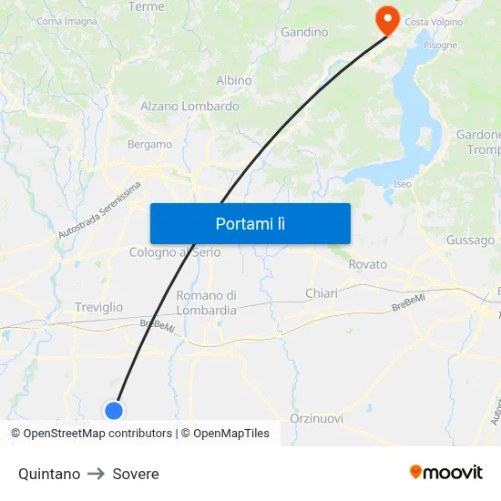 Quintano to Sovere map
