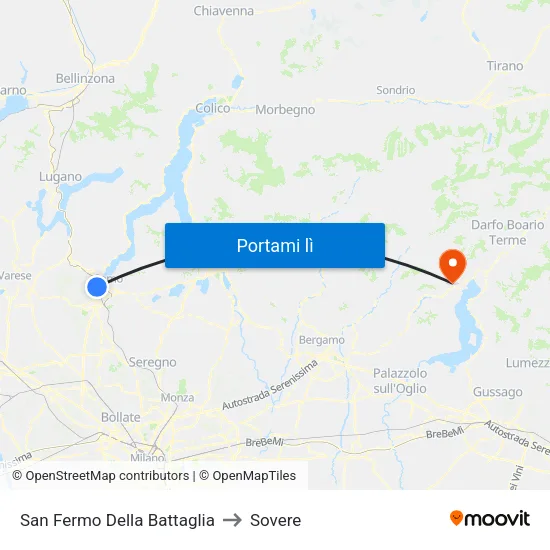 San Fermo Della Battaglia to Sovere map