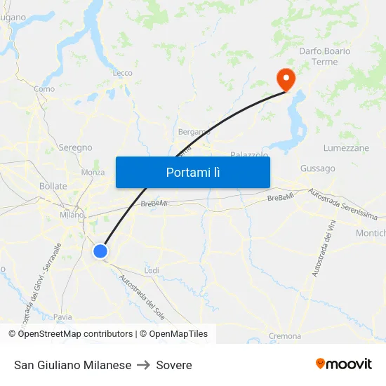 San Giuliano Milanese to Sovere map