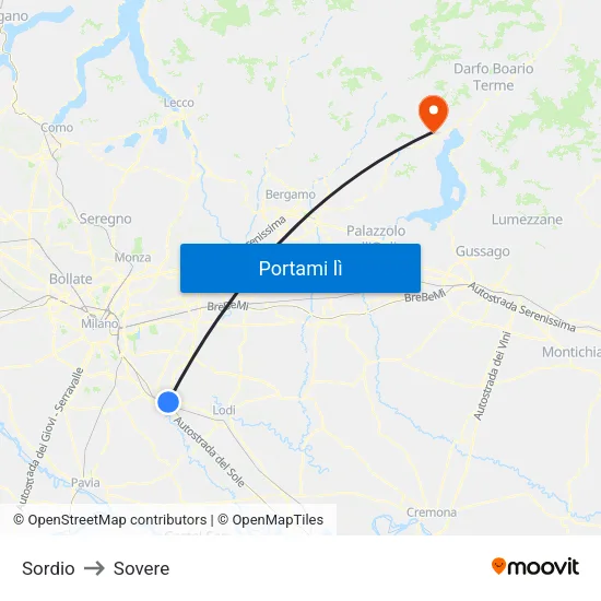 Sordio to Sovere map
