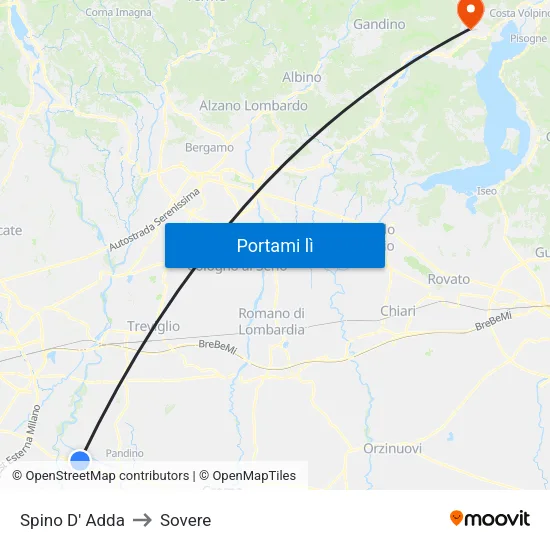 Spino D' Adda to Sovere map