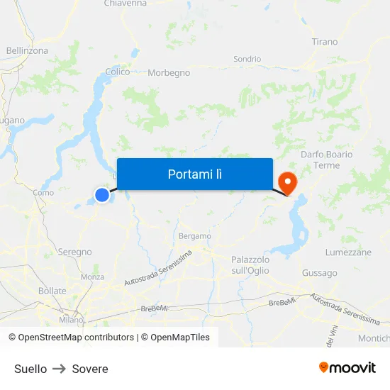 Suello to Sovere map