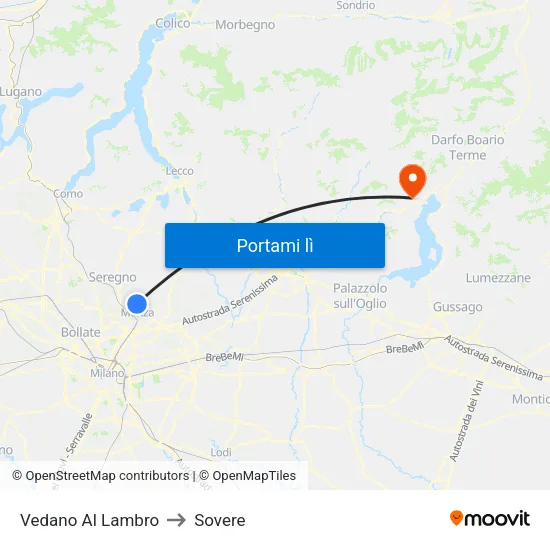 Vedano Al Lambro to Sovere map