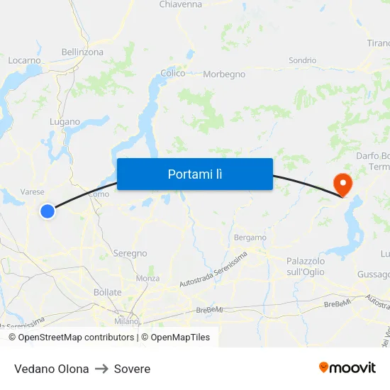 Vedano Olona to Sovere map