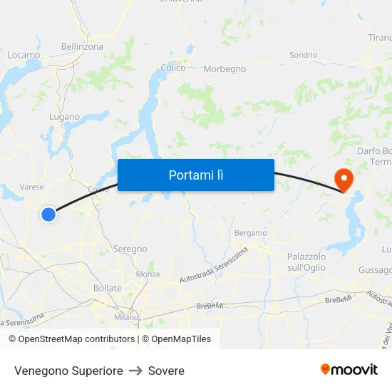 Venegono Superiore to Sovere map