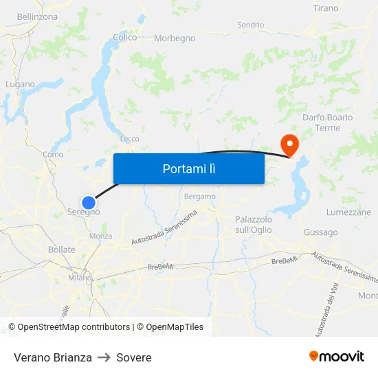 Verano Brianza to Sovere map