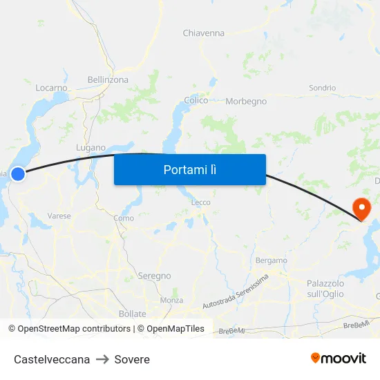 Castelveccana to Sovere map