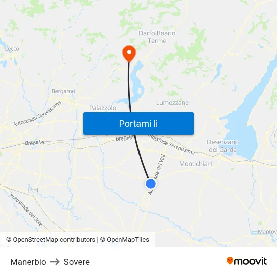 Manerbio to Sovere map