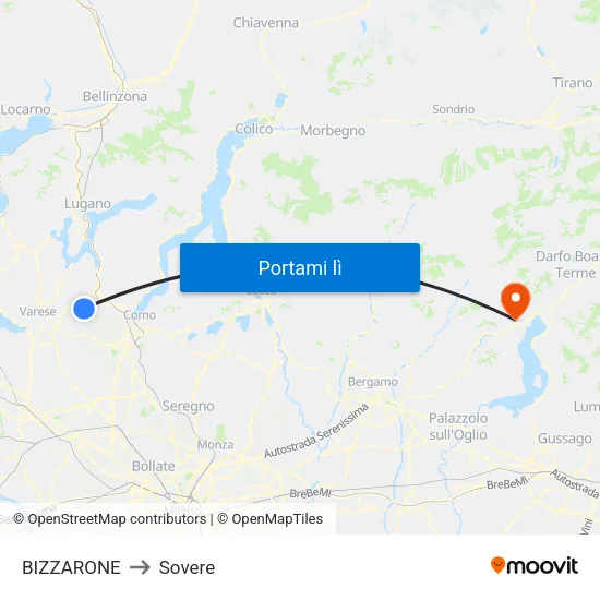 BIZZARONE to Sovere map