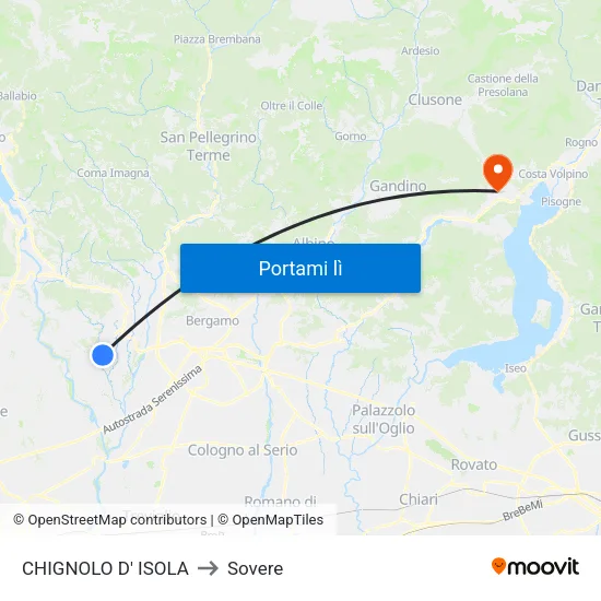 CHIGNOLO D' ISOLA to Sovere map