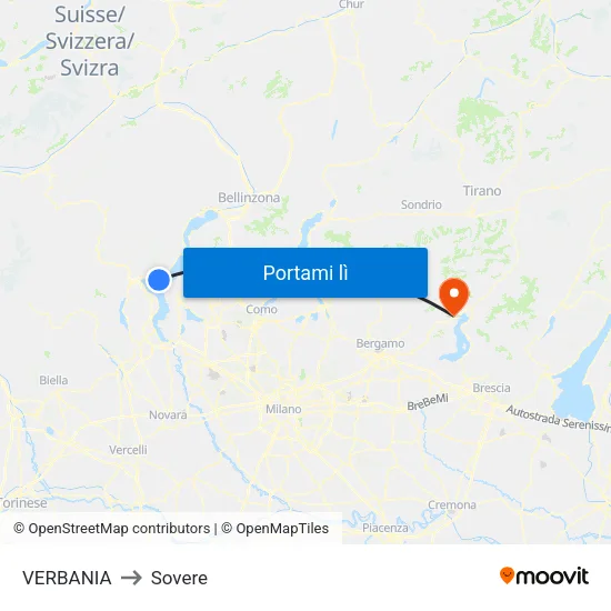 VERBANIA to Sovere map
